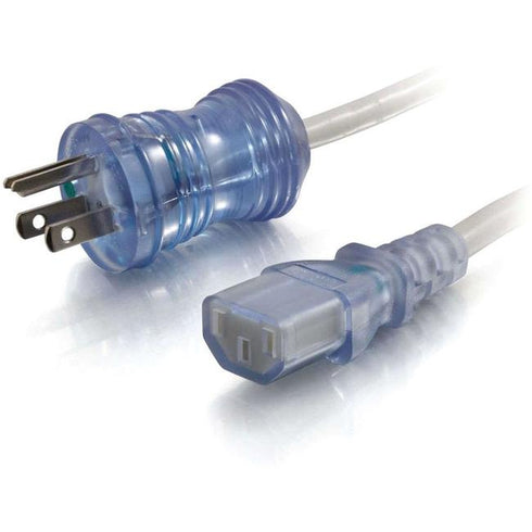 C2G 8ft 18 AWG Hospital Grade Power Cord (NEMA 5-15P to IEC320C13) - Gray with Clear Connectors